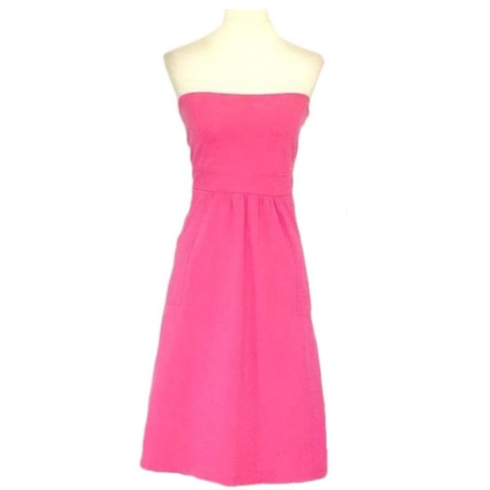 J. Crew Pink Strapless Cotton Pique Dress